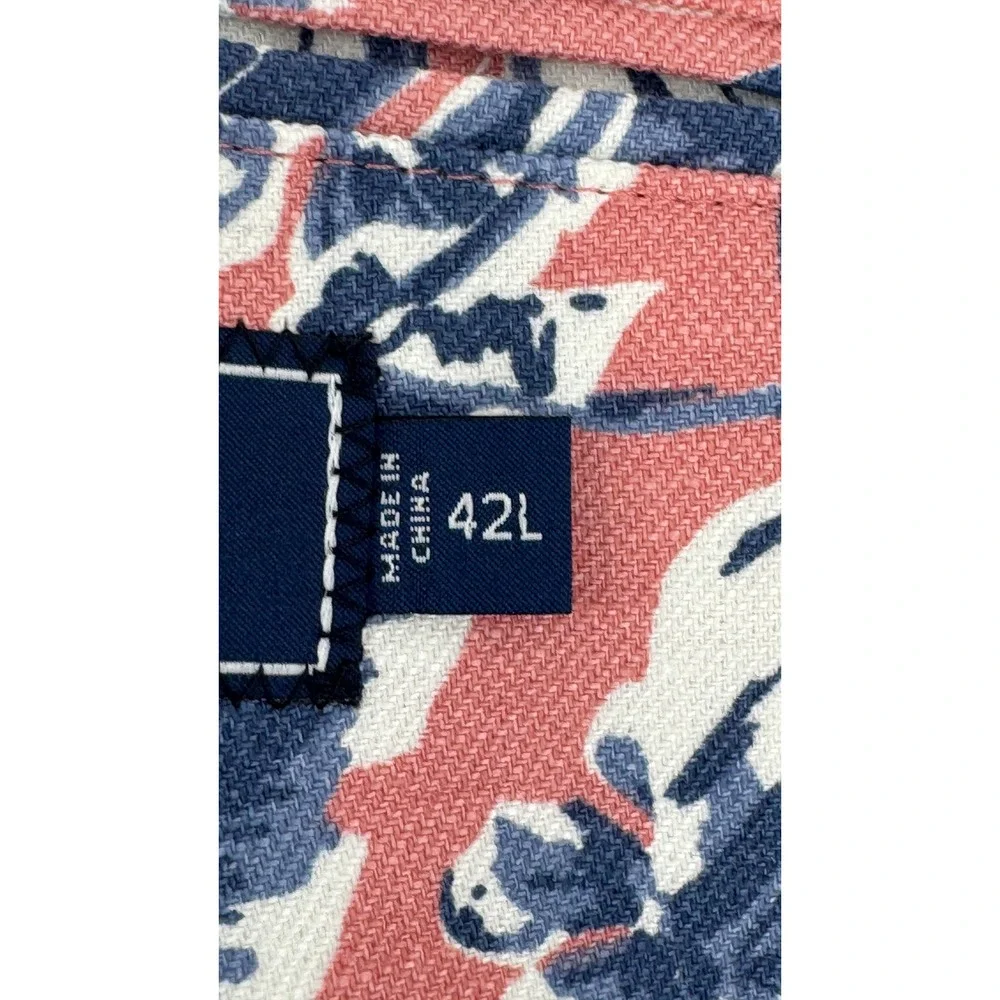 Vineyard Vines Linen Blend Sport Coat Mens 42L Hawaiian Pink Navy Floral Preppy